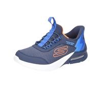 Skechers Jungen Microspec Max Brisk-Stripe Slip-InTurnschuhe, Navy Textile/Synthetic/Blue & Orange Trim, 35 EU