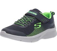 Skechers Jungen Microspec Sneaker, Navy Textile Lime Blue Trim, 35.5 EU