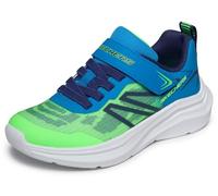 Skechers Jungen Microspec Velocity Turnschuhe, Lime & Blue Synthetic/Textile/Navy Trim, 27 EU