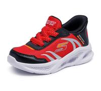 Skechers Baby - Jungen Meteor-Lights Brisk-Beams Slip-InTurnschuhe, Red Synthetic/Textile/Black & Orange Trim, 24 EU