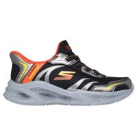 Skechers Jungen Slip-ins: Meteor-Lights - Brisk-Beams Sneaker in Schwarz/Silber, Größe 32