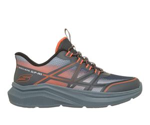 Skechers Jungen Slip-ins: Microspec Velocity - Grid-Shift Shoes in Grau/Orange, Größe 28, in der Maschine waschbar