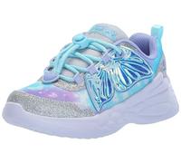 Skechers Kid's Dream Racer - Wing Brites Shoes, Silver/Lavender, 2 Little Kid