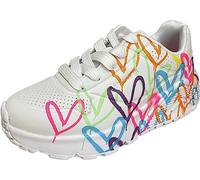 Skechers Kids Girls UNO Lite-Spread The Love Sneaker, Weiß/Minzgrün, Größe 3,5 Big Kid