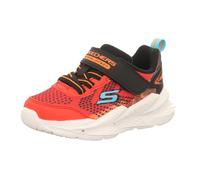 Skechers Kinder-Jungen-Sneaker-Slipper-Klettschuh METEOR-LIGHTS 2.0 Rot-Schwarz-Orange-Weiß 25