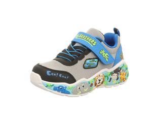 Skechers Kinder-Jungen-Sneaker-Slipper-Klettschuh PLAY SCENE Zoo-Tiere Blau-Grau-Schwarz-Mehrfarbig 26