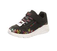 Skechers Kinder-Mädchen-Sneaker-Slipper-Klettschuh UNO LITE - HEART CRAZE Herz-Muster Schwarz-Weiß-Mehrfarbig 35