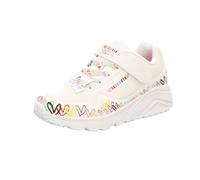 Skechers Kinder-Mädchen-Sneaker-Slipper-Klettschuh UNO LITE - HEART CRAZE Herz-Muster Weiß-Mehrfarbig 34