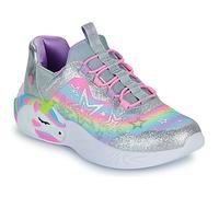 Slip-On Sneaker SKECHERS "UNICORN DREAMS LIGHTS", Kinder, Gr. 27, silberfarben, pink, gelb, Textil, Synthetik, kontrastfarbene Details, animal-print, Glitzer, casual, Schuhe, Glitzer,-Blinkschuh zum S
