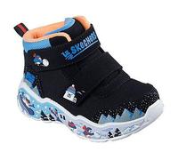 Winterstiefel SKECHERS "PLAY SCENE", Damen, Gr. 24, schwarz (schwarz, multi), Lederimitat, Textil, kontrastfarbene Details, Schuhe Winterstiefel, Klettboots mit Warmfutter, Größenschablone zum Downloa