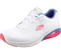 Skechers Klassische Damen-Sneaker, Weißes Netzgewebe, blau-rosa Rand, 37.5 EU