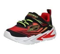 Lauflernschuh SKECHERS "FLEX-GLOW ULTRA LIGHTS", Jungen, Gr. 26, schwarz (schwarz, rot), Lederimitat, Textil, kontrastfarbene Details, Schuhe Lauflernschuh, Blink,-Klettschuh zum Schlüpfen, Neon, Größ
