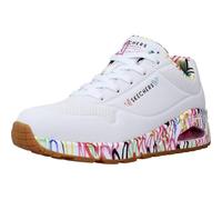 Skechers Damen Sneaker Uno Loving Love Durabuck & Mesh Weiß/Schwarz/Mehrfarbig Größe 35