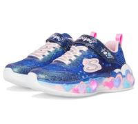Sneaker SKECHERS "ETERNAL HEART LIGHTS", Mädchen, Gr. 32, bunt (navy, multi), Synthetik, Textil, Glitzer, kontrastfarbene Details, Schuhe, Blink,-Klettschuh mit Herz-Applikation, Größenschablone zum D