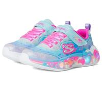 Sneaker SKECHERS "ETERNAL HEART LIGHTS", Mädchen, Gr. 34, bunt (hellblau, multi), Synthetik, Textil, Glitzer, kontrastfarbene Details, Schuhe Sneaker, Blink,-Klettschuh mit Herz-Applikation, Größensch
