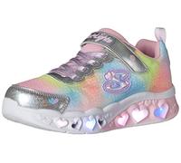 Skechers Mädchen Heart Lights-Boogie LoveSneaker, Silberfarbenes Synthetik-Mesh, 12.5 UK Child