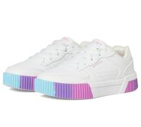 Sneaker SKECHERS "JADE-SOFT GLOW", Kinder, Gr. 35, weiß (weiß, blau), Lederimitat, kontrastfarbene Details, sportlich, Schuhe, Schnürschuh mit Regenbogenlaufsohle, Größenschablone zum Download (627596