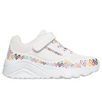 Skechers Mädchen JGoldcrown: UNO Lite - Heart Craze Sneaker in Weiss, Größe 33.5, in der Maschine waschbar