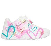 Skechers Mädchen JGoldcrown: UNO Lite - Heart Status Sneaker in Weiss, Größe 30, in der Maschine waschbar