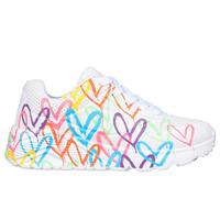 Skechers UNO LITE Spread The Unisex - Kinder,Jungen,Mädchen Sneaker,Schnürschuhe,Schnürer,Halbschuhe,Straßenschuhe,Freizeitschuhe,Wechselfußbett,Weiß,35 EU / 2 UK