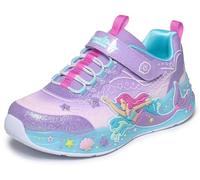Sneaker SKECHERS "MERMAID DREAMS LIGHTS", Mädchen, Gr. 35, bunt (lavendel), Synthetik, Textil, Glitzer, kontrastfarbene Details, Schuhe Sneaker, Blink,-Klettschuh mit Applikation, Größenschablone zum