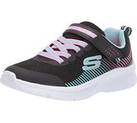 Skechers Mädchen Microspec Sneaker, Black Mesh Aqua Neon Pink Trim, 28 EU