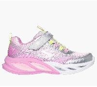Skechers Sneaker COSMIC GLOW LIGHTS Mädchen Klettschuh mit Glitzer Silber/Rosa Gr. 31