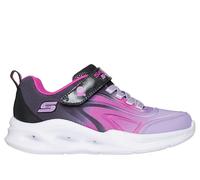 Sneaker SKECHERS "SKECHERS SOLA GLOW", Kinder, Gr. 29, schwarz, multifarben, Textil, Lederimitat, kontrastfarbene Details, sportlich, Schuhe, Freizeitschuh mit Klettverschluss, Größenschablone zum Dow