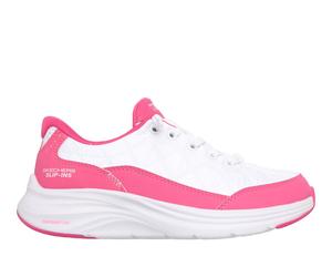 Skechers Mädchen Slip-ins: Contour Foam - Cozy Fit Sneaker in Weiss/Hot Rosa, Größe 30, in der Maschine waschbar