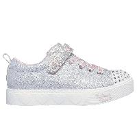 Skechers Mädchen Twinkle Toes: Heart Steps - Shimmer Sweetie Sneaker in Grau/Rosa, Größe 28