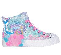Sneaker SKECHERS "TWINKLE MAGIC LIGHTS" Gr. 28, blau (türkis, pink), Kinder, Synthetik, kontrastfarbene Details, Glitzer, Schuhe, Blink,-Schnürboots,Reißver.,Glitzer, Größenschablone zum Download (427