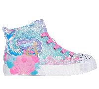 Sneaker SKECHERS "TWINKLE MAGIC LIGHTS" Gr. 33, blau (türkis, pink), Kinder, Synthetik, kontrastfarbene Details, Glitzer, Schuhe, Blink,-Schnürboots,Reißver.,Glitzer, Größenschablone zum Download (427