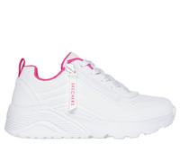 Skechers Mädchen UNO Lite - Easy Zip Sneaker in Weiss/Hot Rosa, Größe 31, in der Maschine waschbar