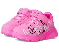 Sneaker SKECHERS "UNO LITE", Kinder, Gr. 21, pink, Lederimitat, kontrastfarbene Details, casual, Schuhe, Klettschuh mit bunten Herzen, Größenschablone zum Download (29820149-21) pink