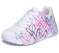 Sneaker SKECHERS "UNO LITE", Mädchen, Gr. 32, bunt (weiß, pink), Lederimitat, kontrastfarbene Details, Schuhe Sneaker, Schnürschuh, Freizeitsneaker, Grössenschablone zum Download (90289963-32) weiß, p