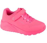 Skechers Mädchen Slip-On Sneaker UNO LITE – Klettverschluss, Lederimitat – Gr. 33, neonpink