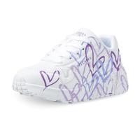 Skechers Girls' Uno Lite spread the Love, White/Light Purple, 2 Little Kid