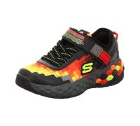 Skechers 402204L BKRD Sneaker, Black & Red Textile/Synthetic/Red & Orange, 34 EU