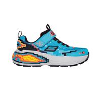Sneaker SKECHERS "MEGA-CRAFT 4K", Mädchen, Gr. 32, blau (türkis, schwarz), Lederimitat, Textil, kontrastfarbene Details, Schuhe Sneaker, Klettschuh im coolen Pixel-Look, Größenschablone zum Download (