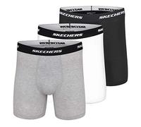 Skechers Men's 3-Pack Boxer Briefs, Black/Medium Grey Heather/White, S