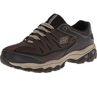 Skechers Men's Afterburn M. Fit Fashion Sneakers - Leather Upper, Memory Foam Insole, Rubber Outsole, Braun/Taupe, 45.5 EU