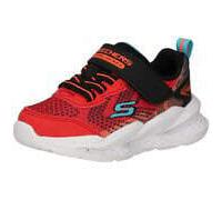 Skechers Kinder-Jungen-Sneaker-Slipper-Klettschuh METEOR-LIGHTS 2.0 Rot-Schwarz-Orange-Weiß 23
