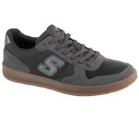 Slip-On Sneaker SKECHERS "NEW WAVE CUP-CALVEN", Herren, Gr. 43, schwarz (schwarz, grau), Veloursleder, Lederimitat, Textil, sportlich, Schuhe, Retro Sneaker, Schnürschuh mit Gummizug (20624026-43) sch