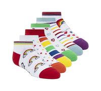 Skechers Girls' 6 Pack Low Cut Socks, White/Red, 7-8.5