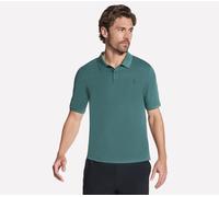 Skechers Off Duty Polo T-Shirt in Grau/Grün, Größe Groß