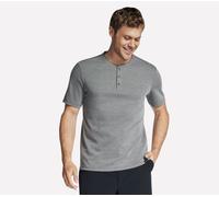 Skechers Off Duty Shorts Sleeve Henley in Grau, Größe Medium