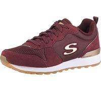 Skechers Damen Sneaker Gold N' Gurl, Bordeaux Veloursleder/Nylon-Mesh, Roségold, Größe 38