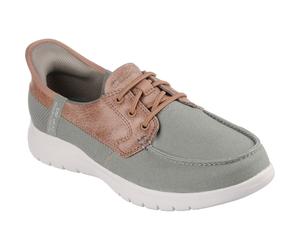 Skechers On-the-GO Flex Palmilla Leinen/Kunstleder Damen Bootsschuhe in Olivgrün EU 36 / UK 3