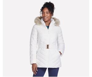 Skechers On-The-GO GO SHIELD Cozy Fit Belted Parka in Weiss, Größe Medium