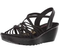 Skechers Damen Parallel-Crossed Wires-Multi Gore Slingback Sandale Keilsandale, Schwarz, 38.5 EU